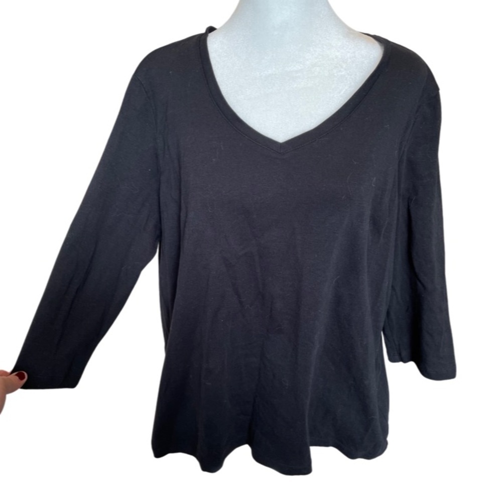 St. John’s Bay classic black cotton blouse XL P